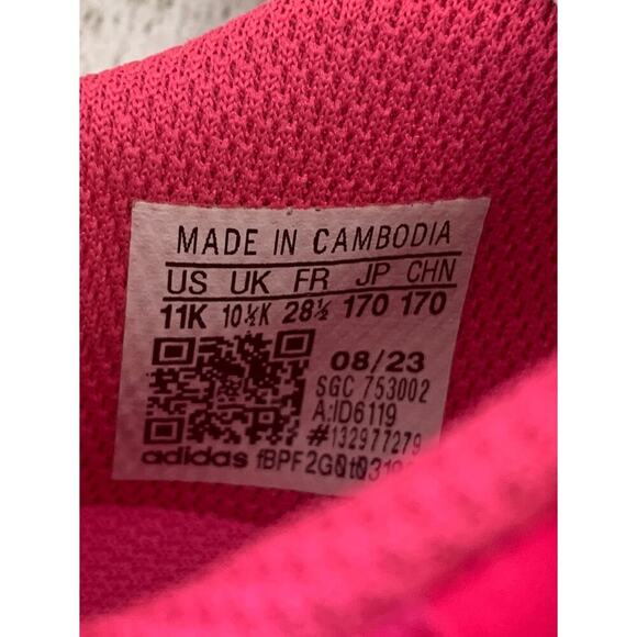 ADIDAS Girl’s Pink/White Soccer Cleats / Size: 11K - Picture 8 of 9